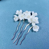 Ceramic Flower Hair Combs Clips for Women Bride Headpiece