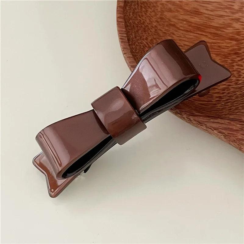 Intricate Bow Hairpin Side Clip, Retro Style, Unique Acetate Hair Accessory
