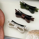 Intricate Bow Hairpin Side Clip, Retro Style, Unique Acetate Hair Accessory