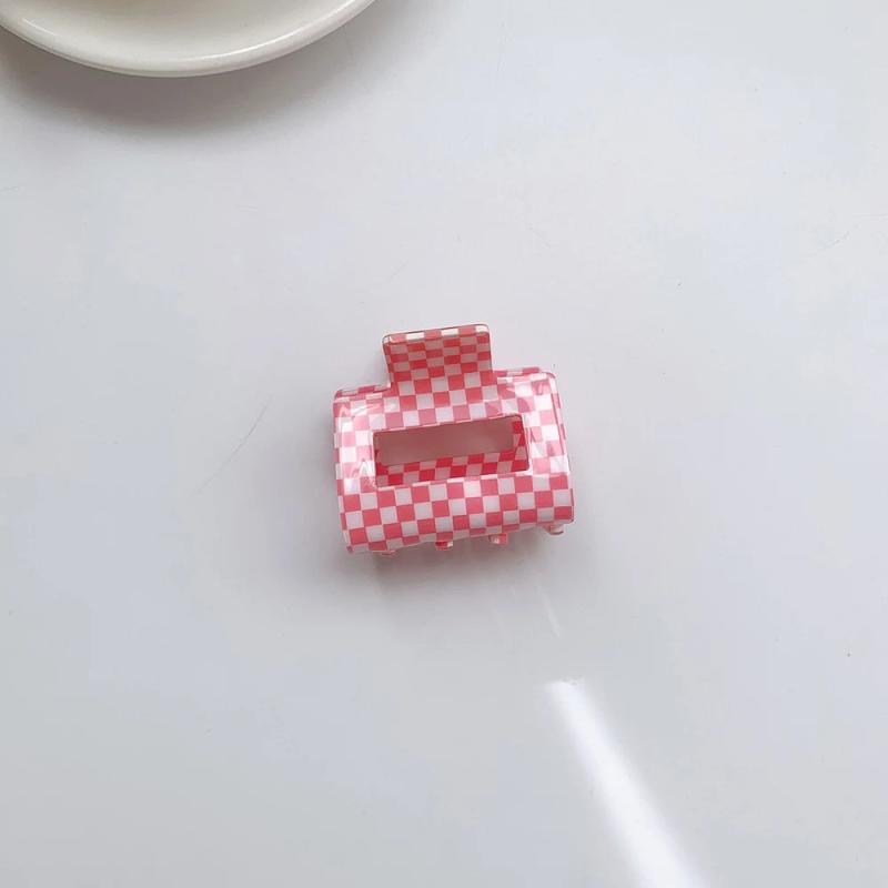 Korea Retro Checkerboard Acrylic Hair Clips