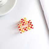 Korea Retro Checkerboard Acrylic Hair Clips