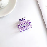 Korea Retro Checkerboard Acrylic Hair Clips