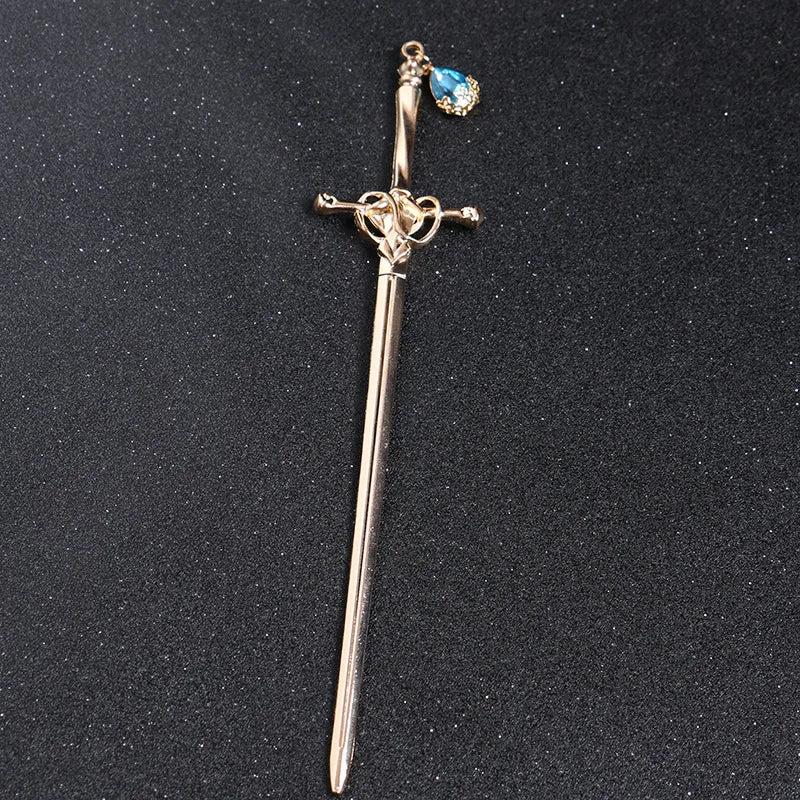 Chinese Style Sword Shape Hairpin Hanfu Coiled Hairpin Long Tassel