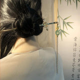 Chinese Style Sword Shape Hairpin Hanfu Coiled Hairpin Long Tassel