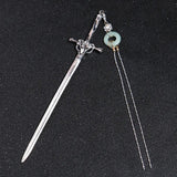 Chinese Style Sword Shape Hairpin Hanfu Coiled Hairpin Long Tassel