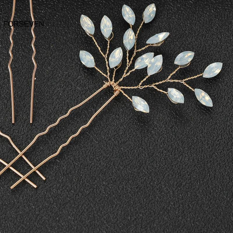 Rhinestone Leaf Hair Sticks Forks Wedding Headpiece