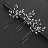 Rhinestone Leaf Hair Sticks Forks Wedding Headpiece