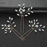 Rhinestone Leaf Hair Sticks Forks Wedding Headpiece