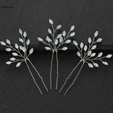 Rhinestone Leaf Hair Sticks Forks Wedding Headpiece