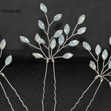 Rhinestone Leaf Hair Sticks Forks Wedding Headpiece