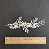 Silver Crystal Rhinestones Pearls Bridal Hair Vine Bridal Headband
