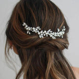 Silver Crystal Rhinestones Pearls Bridal Hair Vine Bridal Headband