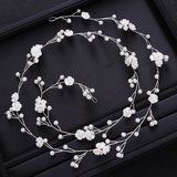 Silver Tiara Headband Flower Pearl Bride Hair Band Wedding Hair Accessories