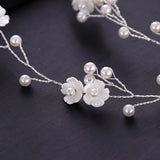 Silver Tiara Headband Flower Pearl Bride Hair Band Wedding Hair Accessories