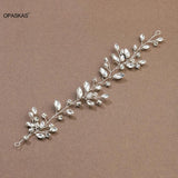 Boho Wedding Headband Rhinestone Leaf Bride Hair Vines Clip