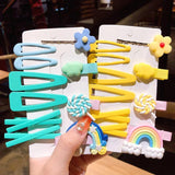 Women Flowers Hair Clips Headwear Rainbow Lollipop Hairpins Barrettes