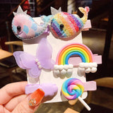 Women Flowers Hair Clips Headwear Rainbow Lollipop Hairpins Barrettes