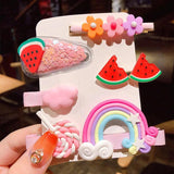 Women Flowers Hair Clips Headwear Rainbow Lollipop Hairpins Barrettes