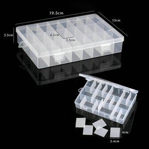 Adjustable Jewelry Container Box Case 24 Slots Plastic Storage Beads Earrings