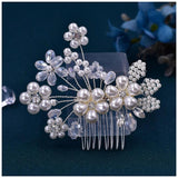 Bride Rhinestone Hair Comb Pearl Clips