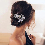 Bride Rhinestone Hair Comb Pearl Clips