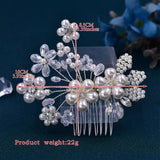 Bride Rhinestone Hair Comb Pearl Clips