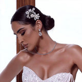 Bride Rhinestone Hair Comb Pearl Clips