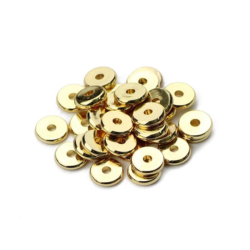 4 6 8mm Coin Spacer Copper Beads for Jewelry Making DIY 30pcs
