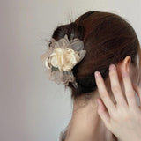 Vintage Flower Hair Clip Mesh Flower Hair Claw Clip