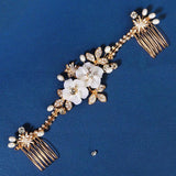 Floral Hair Comb Crown Hairband Crystal Hairpin Hair Clips Wedding Bride Jewelry