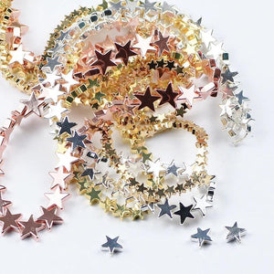 Silver Plated Star Hematite Beads Charm Spacer 4/6/8/10mm