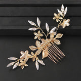 Bridal Wedding Hair Comb Rhinestone Pearl Flower Leaf Headpiece