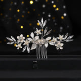 Bridal Wedding Hair Comb Rhinestone Pearl Flower Leaf Headpiece