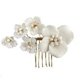 Wedding Hair Comb Flower Pearl Crystal Hairpin Headband For Bride Women
