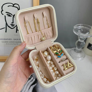 Portable Jewelry Storage Box Travel Organizer Earrings Necklace Ring Case