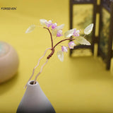 Purple Flower Hairpins Clips U Shaped Hair Sticks Forks Pearl