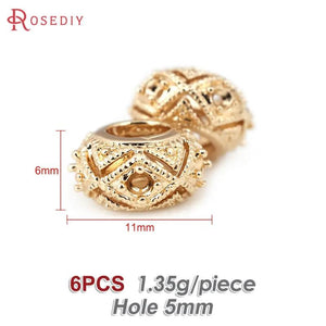 6PCS 18K Brass Spacer Beads for Women