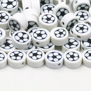 Football Pattern Clay Spacer Beads For Jewelry Making