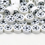 Football Pattern Clay Spacer Beads For Jewelry Making