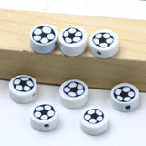 Football Pattern Clay Spacer Beads For Jewelry Making