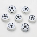 Football Pattern Clay Spacer Beads For Jewelry Making