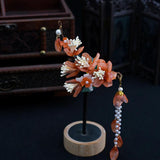 Floral Hair Clips Chinese Wedding Hair Accessories Tassel Pearl Hairpin