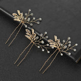 3PCS Vintage U-shaped Hairpin Hair Sticks Leaves Fairy Hair Pins