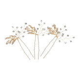 3PCS Vintage U-shaped Hairpin Hair Sticks Leaves Fairy Hair Pins