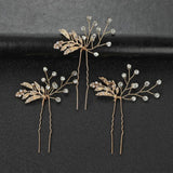 3PCS Vintage U-shaped Hairpin Hair Sticks Leaves Fairy Hair Pins
