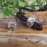 50pcs Antique Silver Square Flower Charm Spacer Bead 5mm 8mm Large Hole Beads