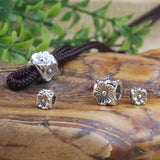 50pcs Antique Silver Square Flower Charm Spacer Bead 5mm 8mm Large Hole Beads