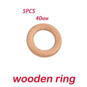 5Pcs Donuts Silicone Beads Wooden Ring Baby Teether DIY Pendants