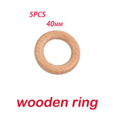 5Pcs Donuts Silicone Beads Wooden Ring Baby Teether DIY Pendants