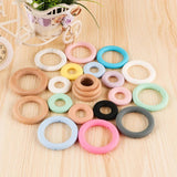 5Pcs Donuts Silicone Beads Wooden Ring Baby Teether DIY Pendants